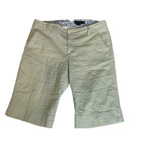 WOMYM Shorts  Women’s Striped Seersucker Green and White Long Shorts
